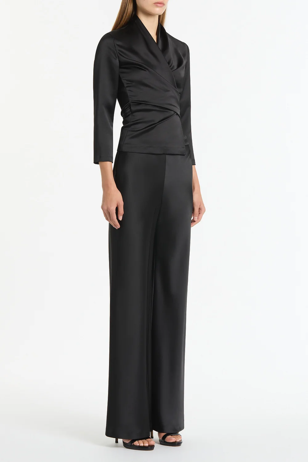 BLACK SATIN WRAP TOP - Image 3
