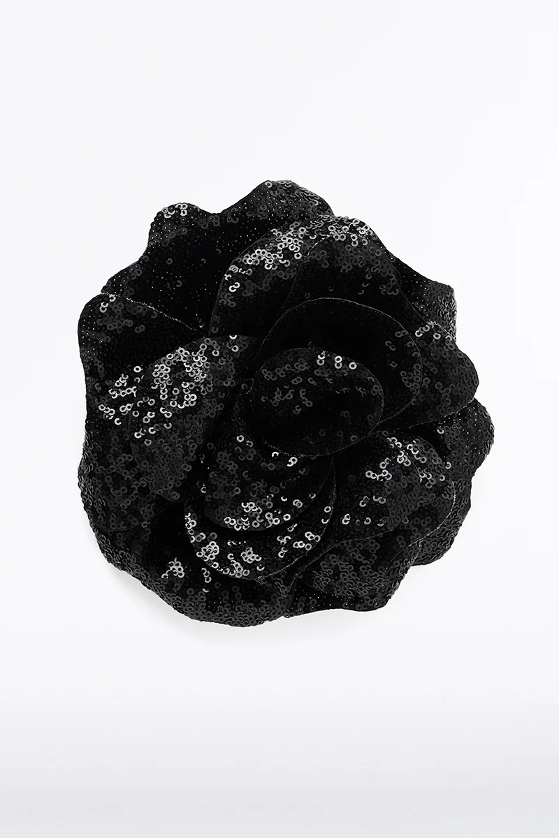 BLACK SEQUIN FIORE BROOCH