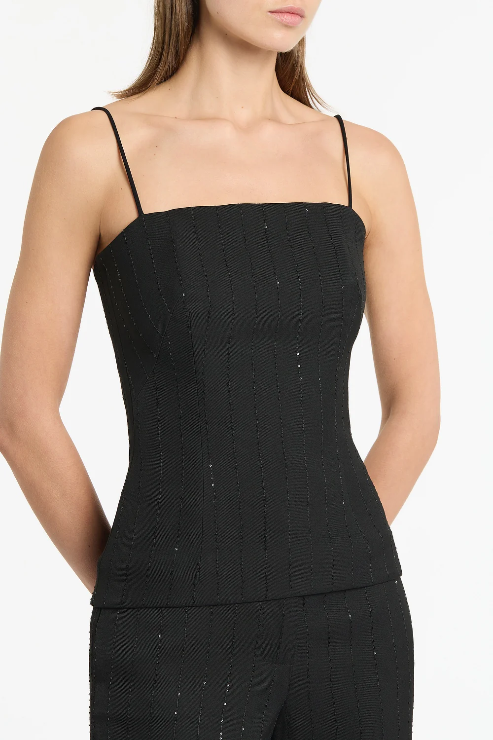 BLACK STARLIGHT TWILL BUSTIER TOP - Image 4