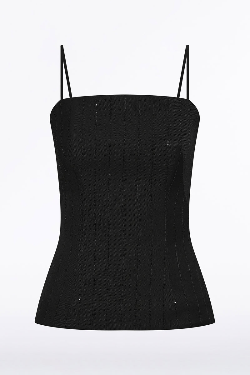BLACK STARLIGHT TWILL BUSTIER TOP - Image 6