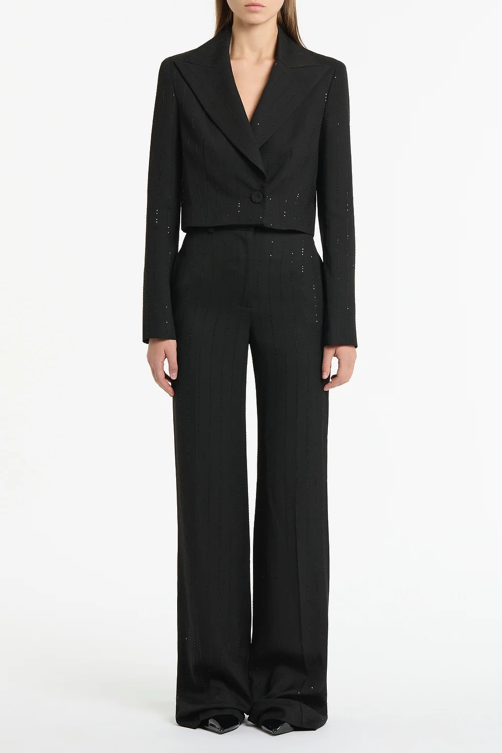 BLACK STARLIGHT TWILL WIDE LEG PANT