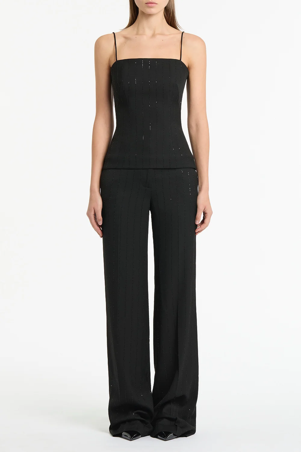 BLACK STARLIGHT TWILL WIDE LEG PANT - Image 4