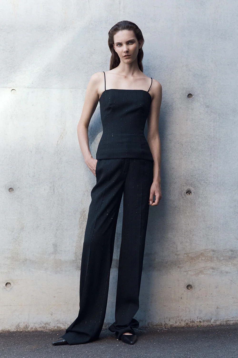 BLACK STARLIGHT TWILL WIDE LEG PANT - Image 5