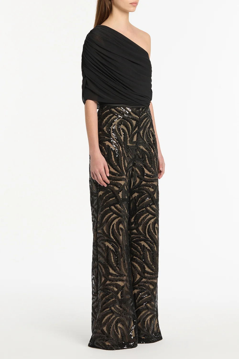 BLACK SWIRL SEQUIN FLARE PANT - Image 2