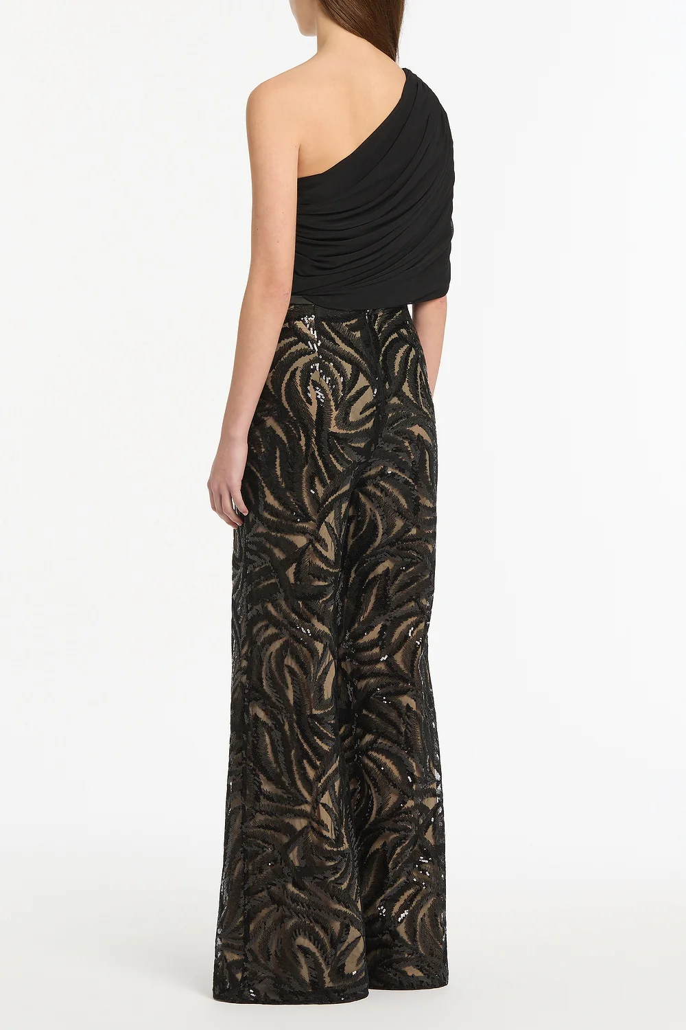 BLACK SWIRL SEQUIN FLARE PANT - Image 3