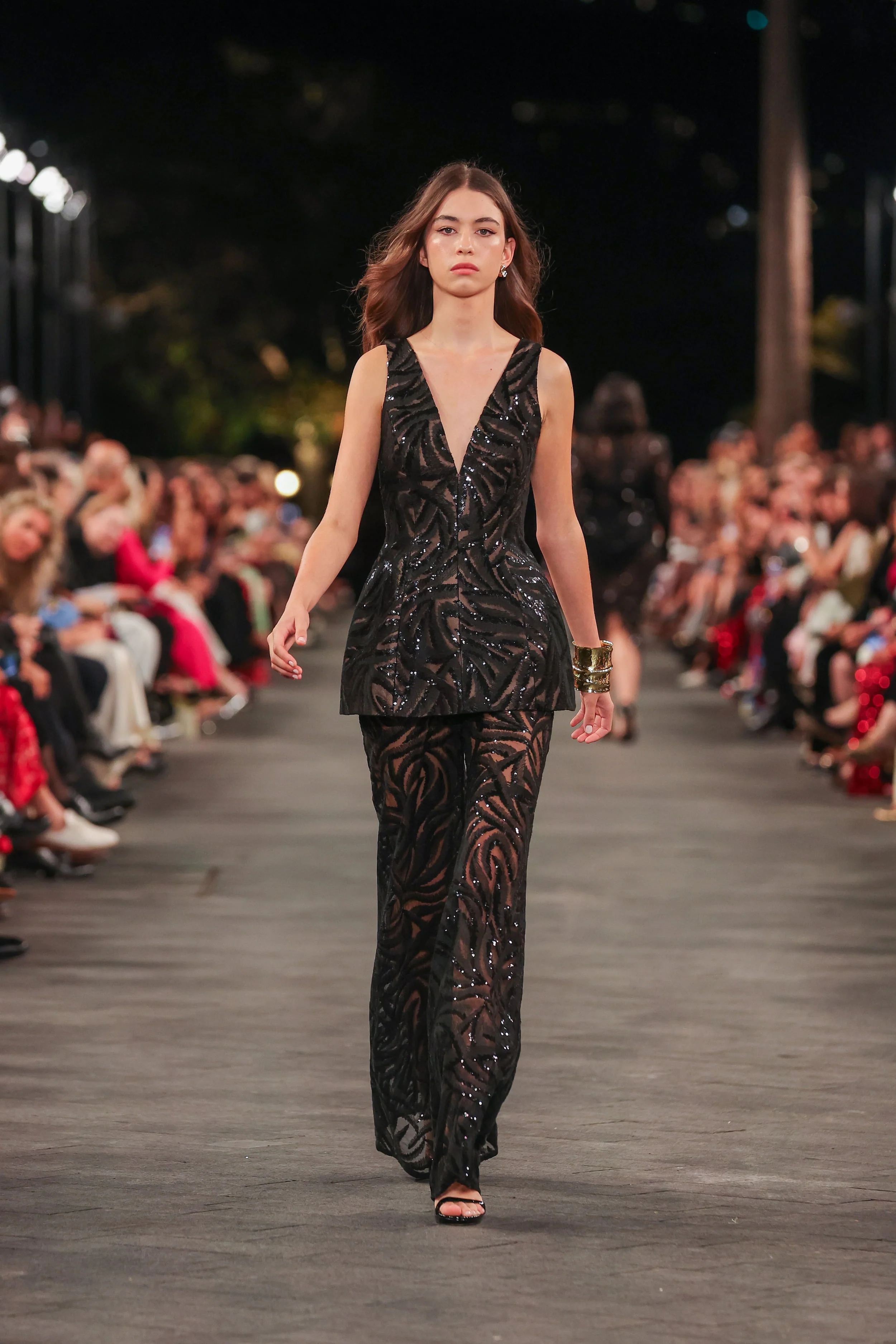 BLACK SWIRL SEQUIN FLARE PANT - Image 7