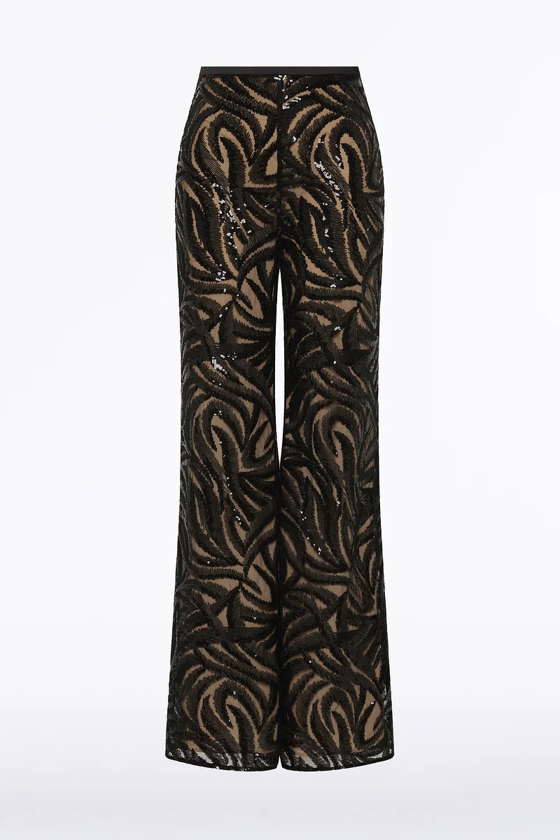 BLACK SWIRL SEQUIN FLARE PANT - Image 8