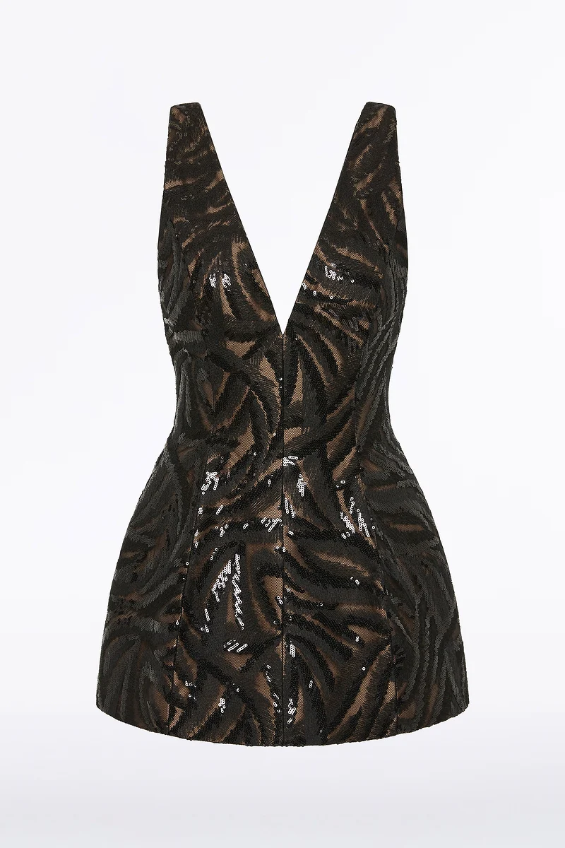 BLACK SWIRL SEQUIN PEPLUM TOP - Image 7