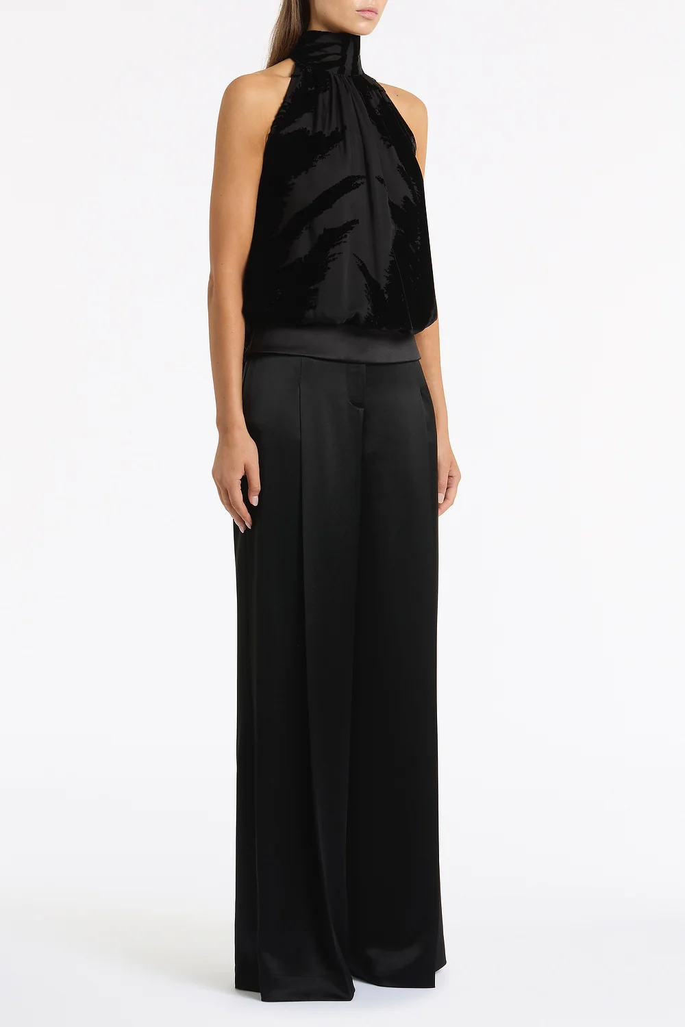 BLACK VELVET BURNOUT HALTER TOP - Image 3