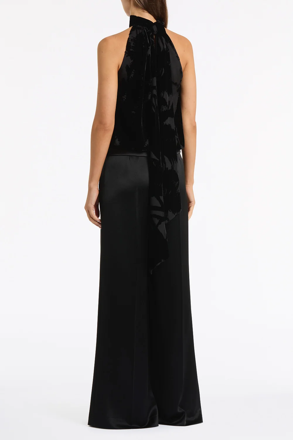 BLACK VELVET BURNOUT HALTER TOP - Image 4