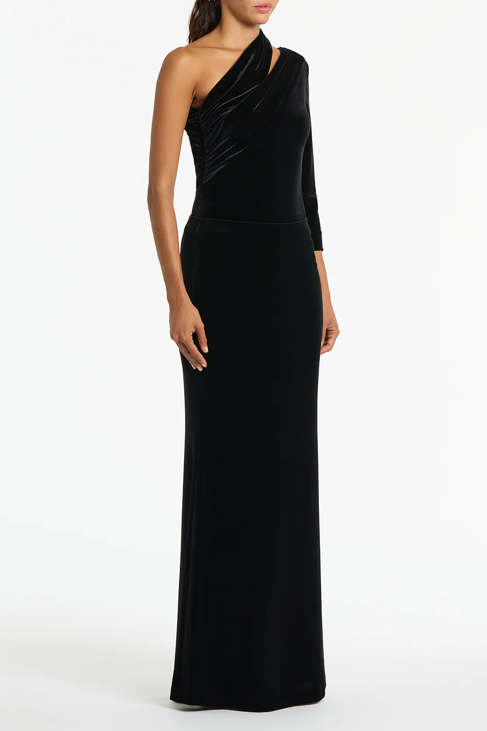 BLACK VELVET COLUMN SKIRT - Image 2