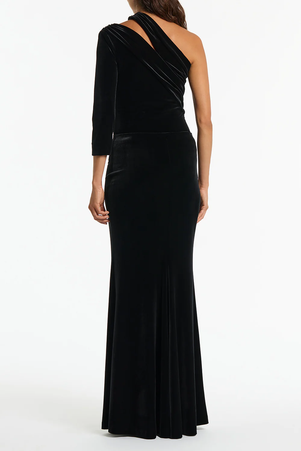 BLACK VELVET COLUMN SKIRT - Image 3