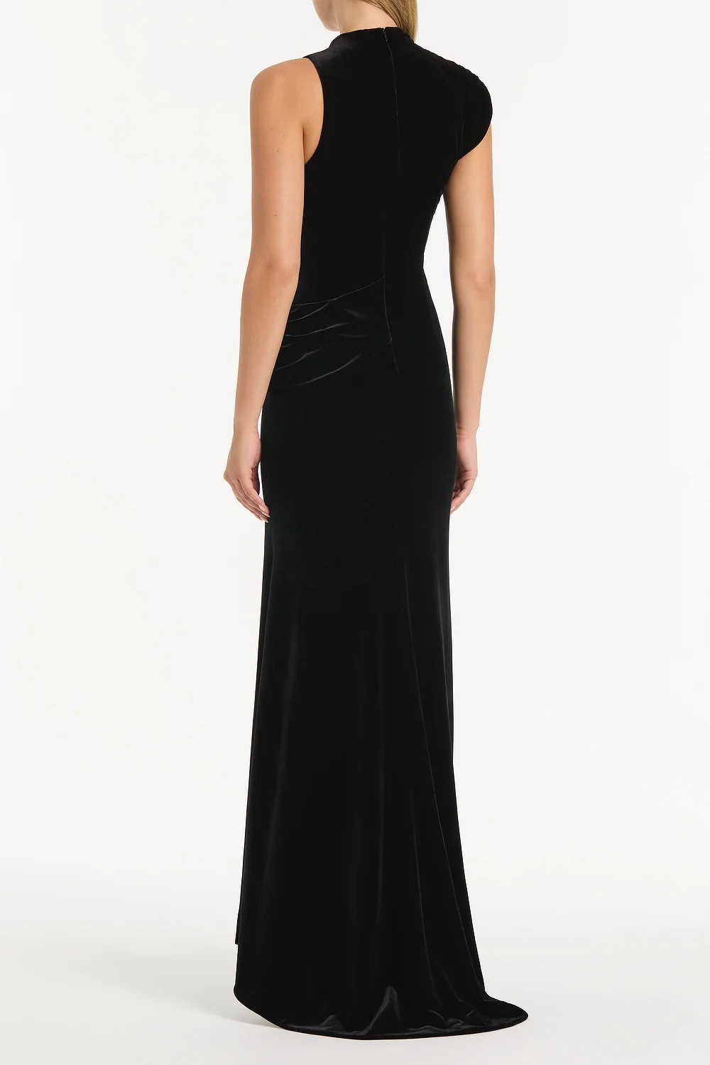 BLACK VELVET DRAPED GOWN - Image 2