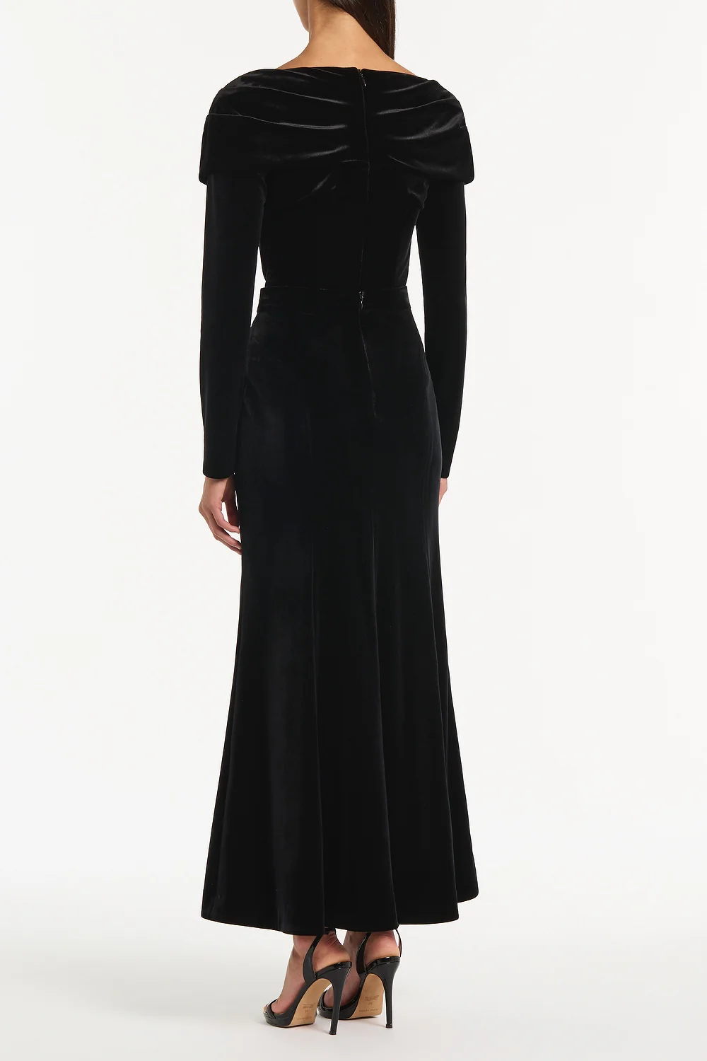 BLACK VELVET DRAPED SHOULDER TOP - Image 2