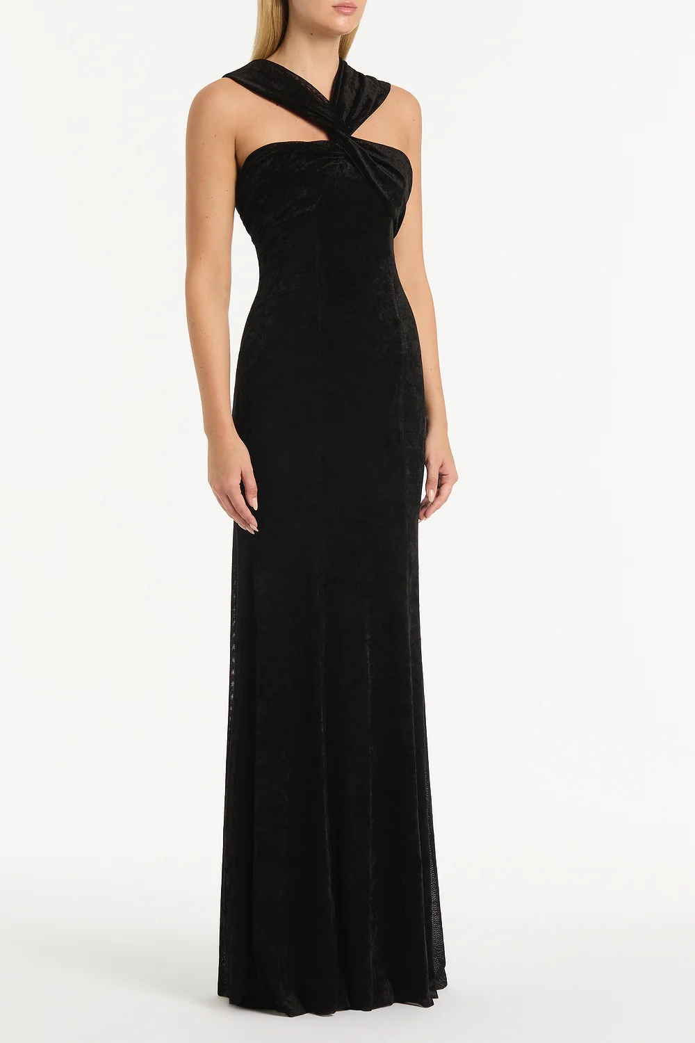 BLACK VELVET MESH GOWN - Image 3