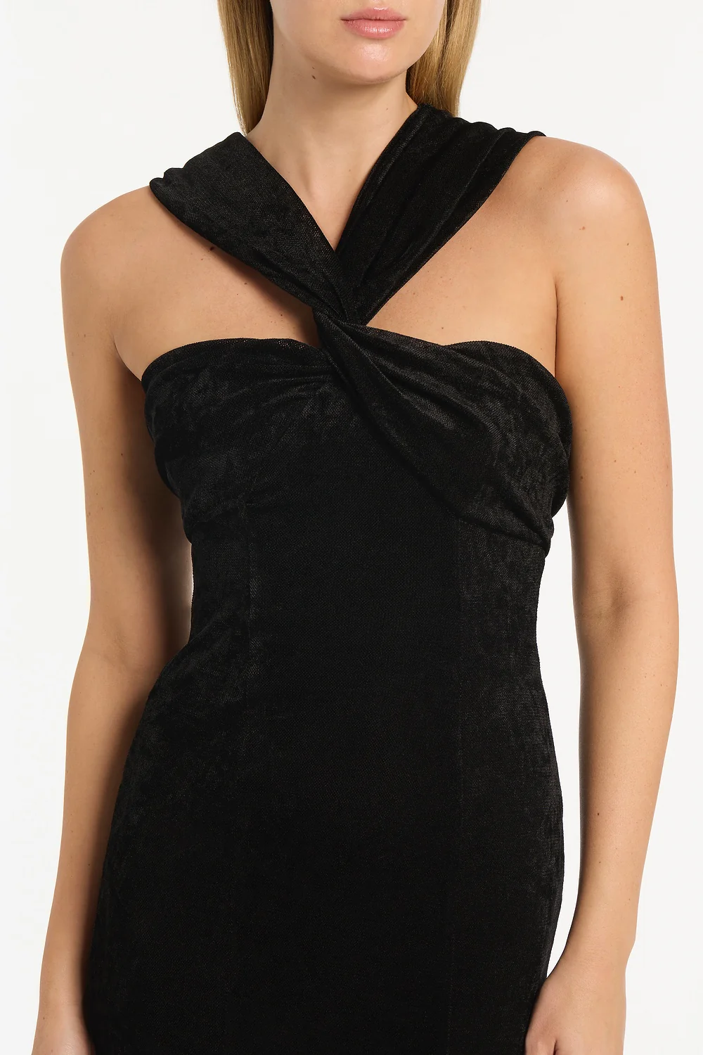 BLACK VELVET MESH GOWN - Image 4