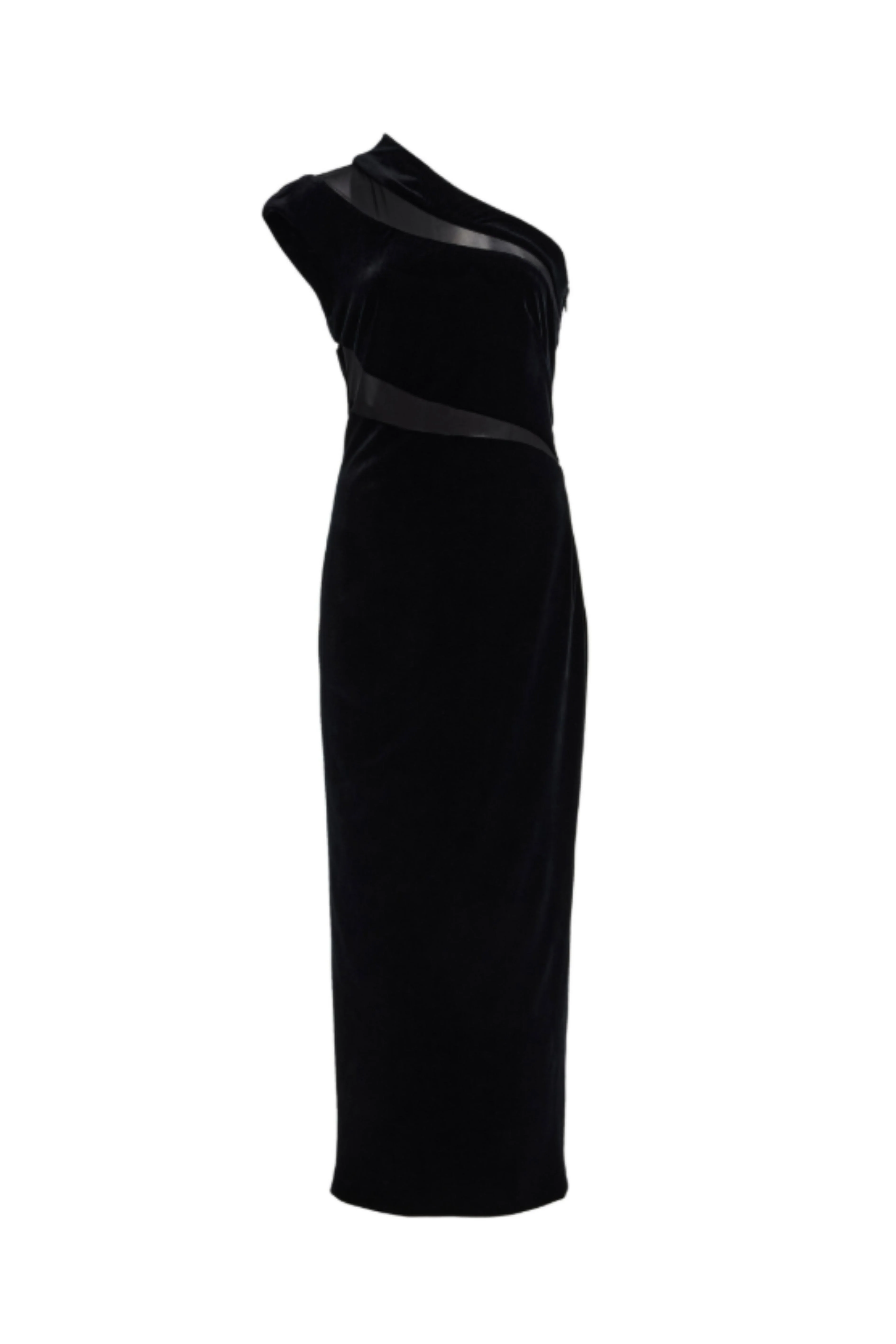 BLACK VELVET ONE SHOULDER DRESS - Image 2