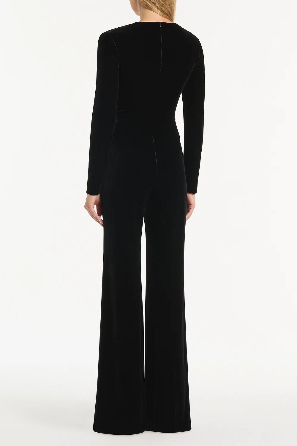 BLACK VELVET TUCK FRONT JUMPSUIT - Image 2