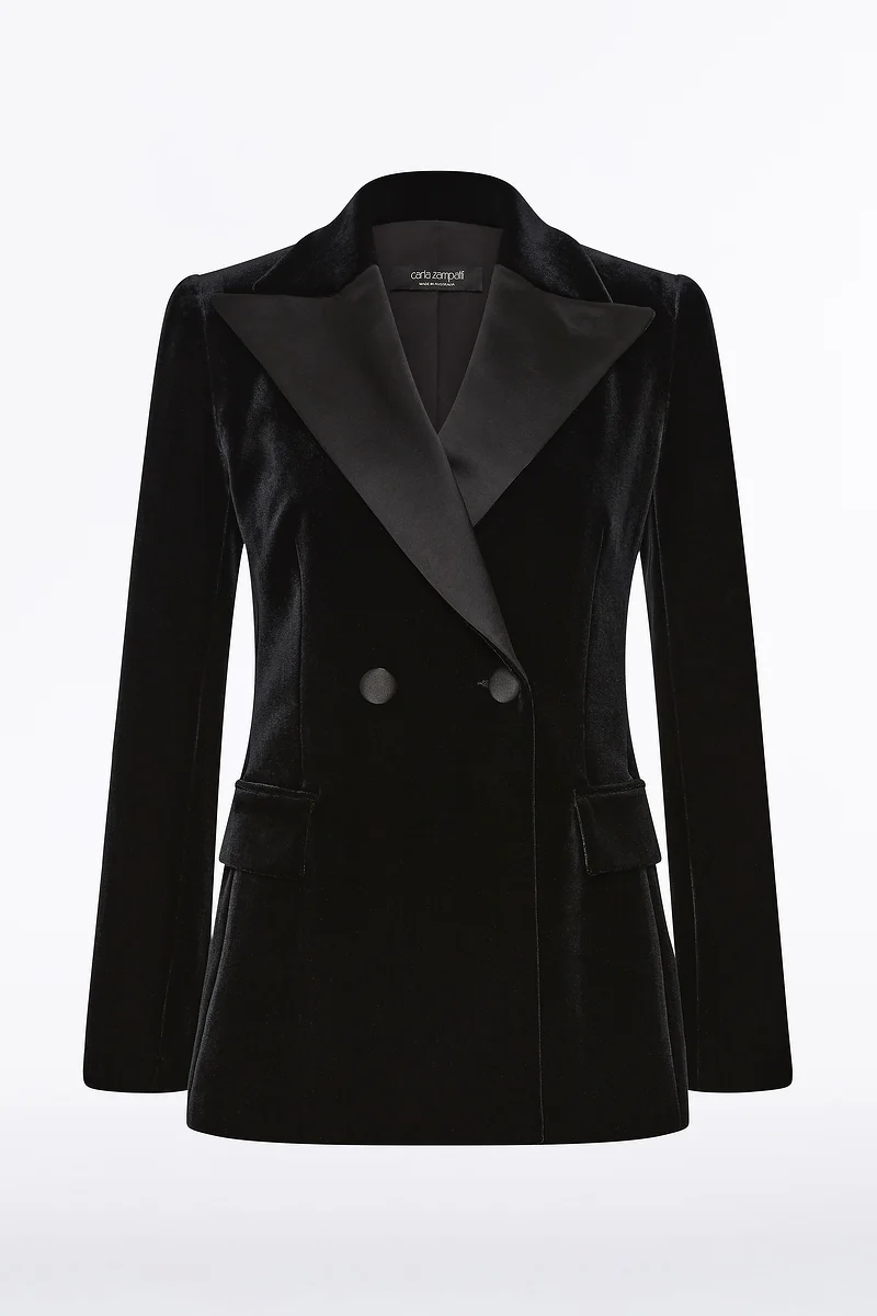 BLACK VELVET TUXEDO JACKET - Image 4