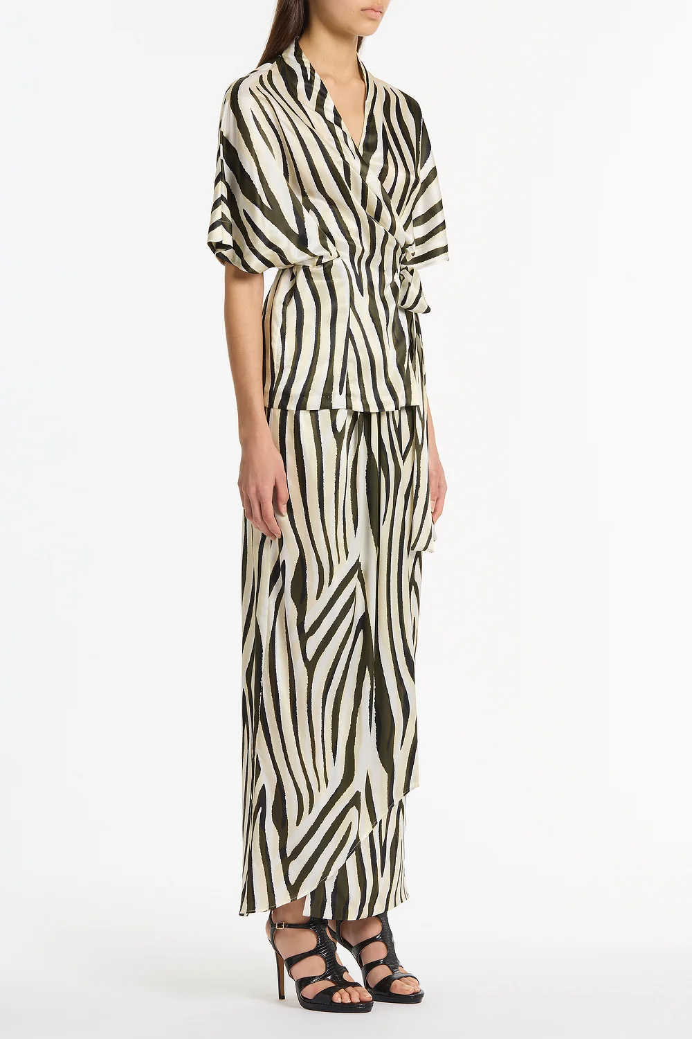 BOLD STRIPE PRINT TUCKED MAXI SKIRT - Image 2