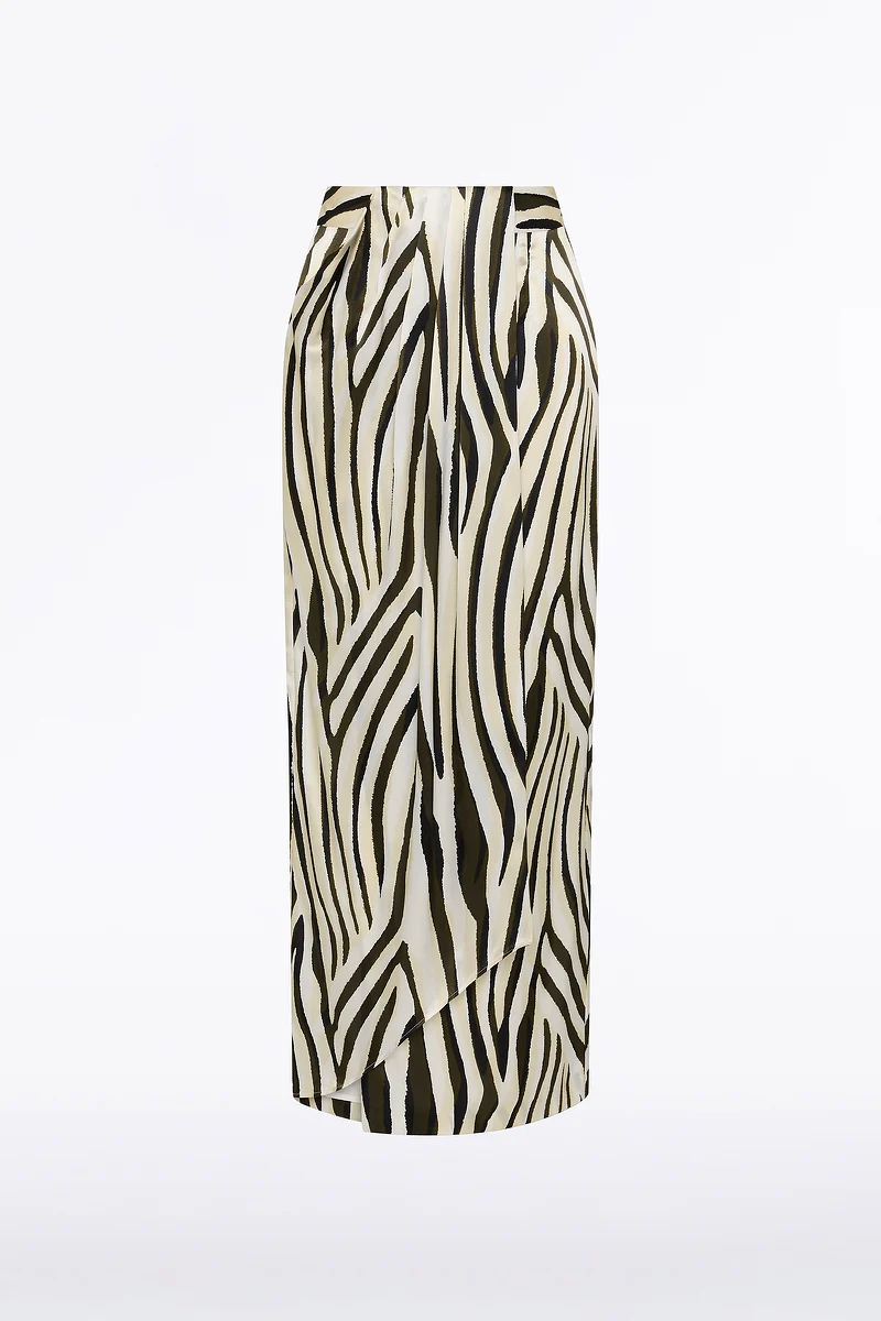 BOLD STRIPE PRINT TUCKED MAXI SKIRT - Image 4