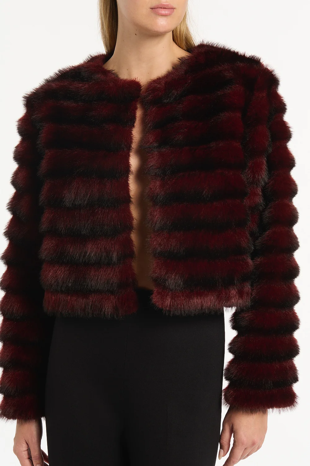 BORDEAUX CROPPED FUR JACKET - Image 4