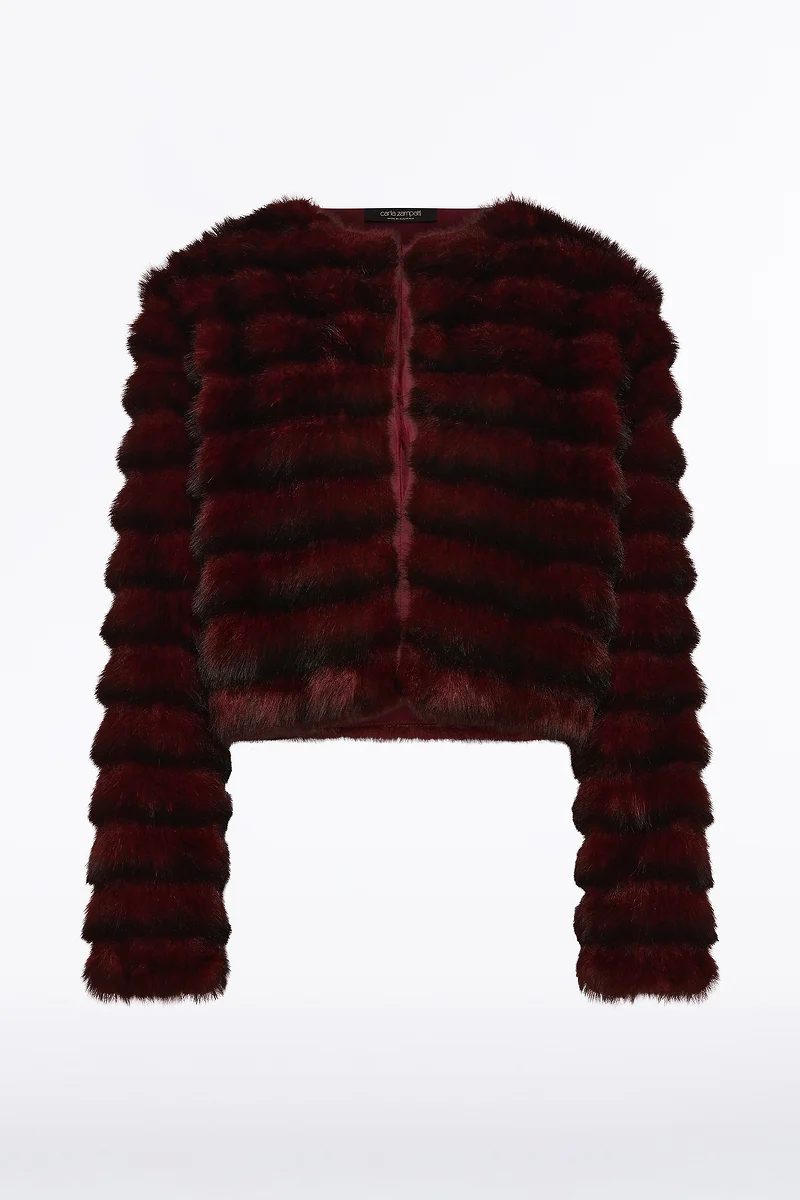 BORDEAUX CROPPED FUR JACKET - Image 5