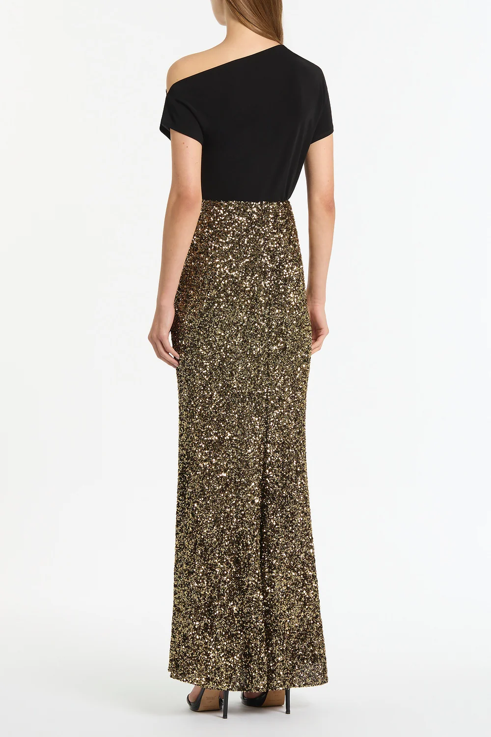 BRONZE CRUSHED SEQUIN COLUMN SKIRT - Image 2