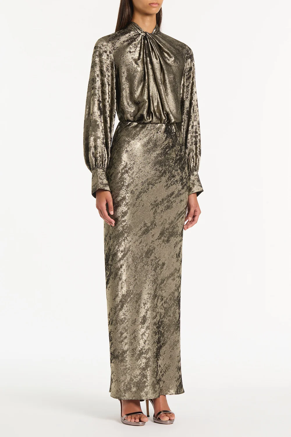 BURNISHED METALLIC TWIST FRONT BLOUSE - Image 3