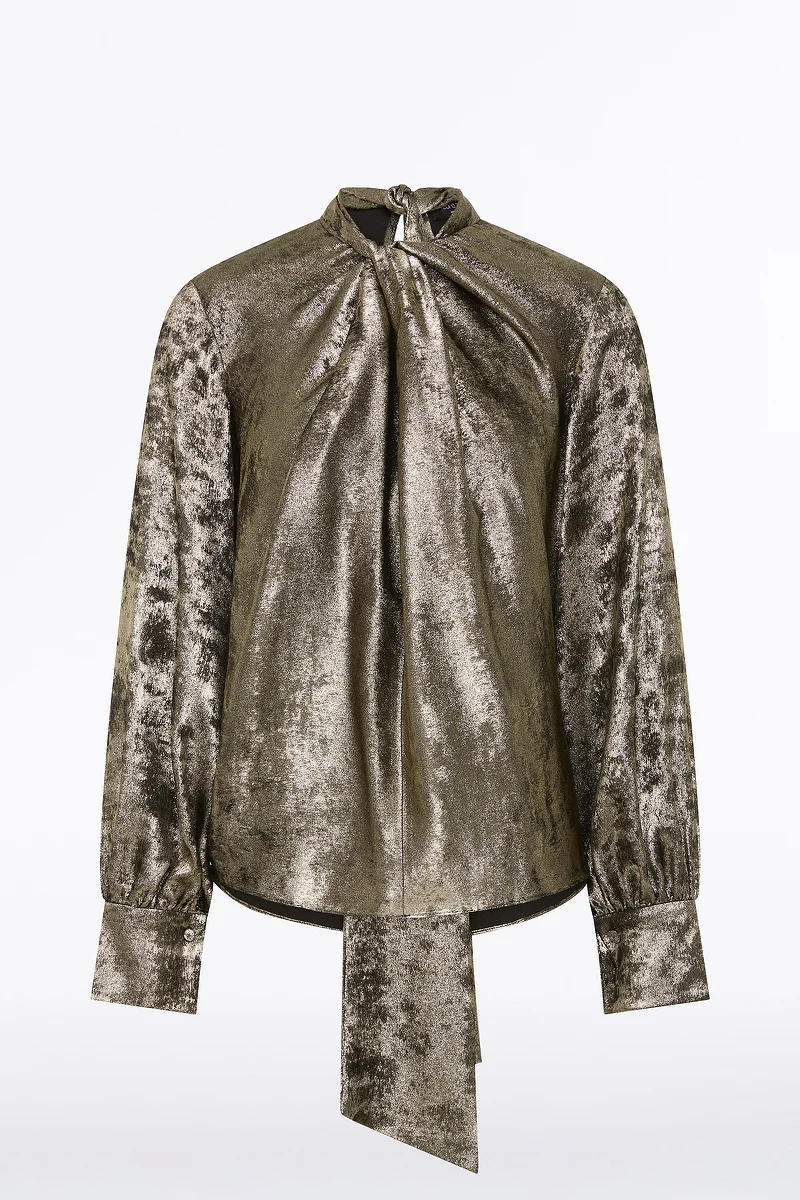 BURNISHED METALLIC TWIST FRONT BLOUSE - Image 4