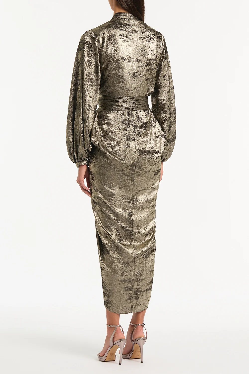 BURNISHED METALLIC WATERFALL DRESS - Image 2