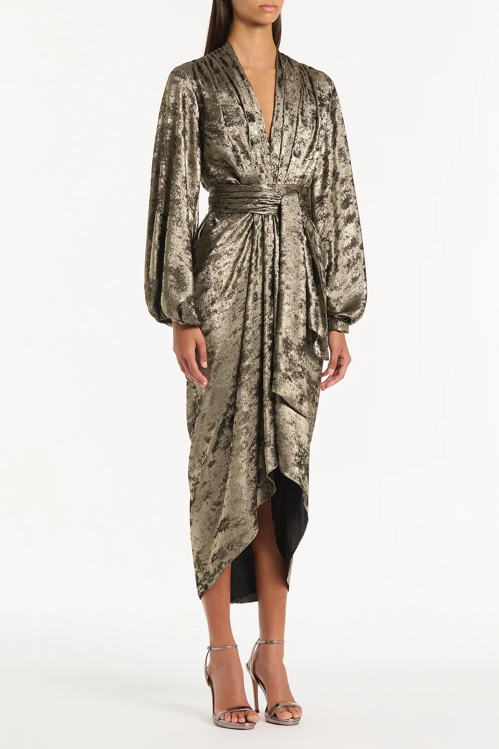 BURNISHED METALLIC WATERFALL DRESS - Image 3