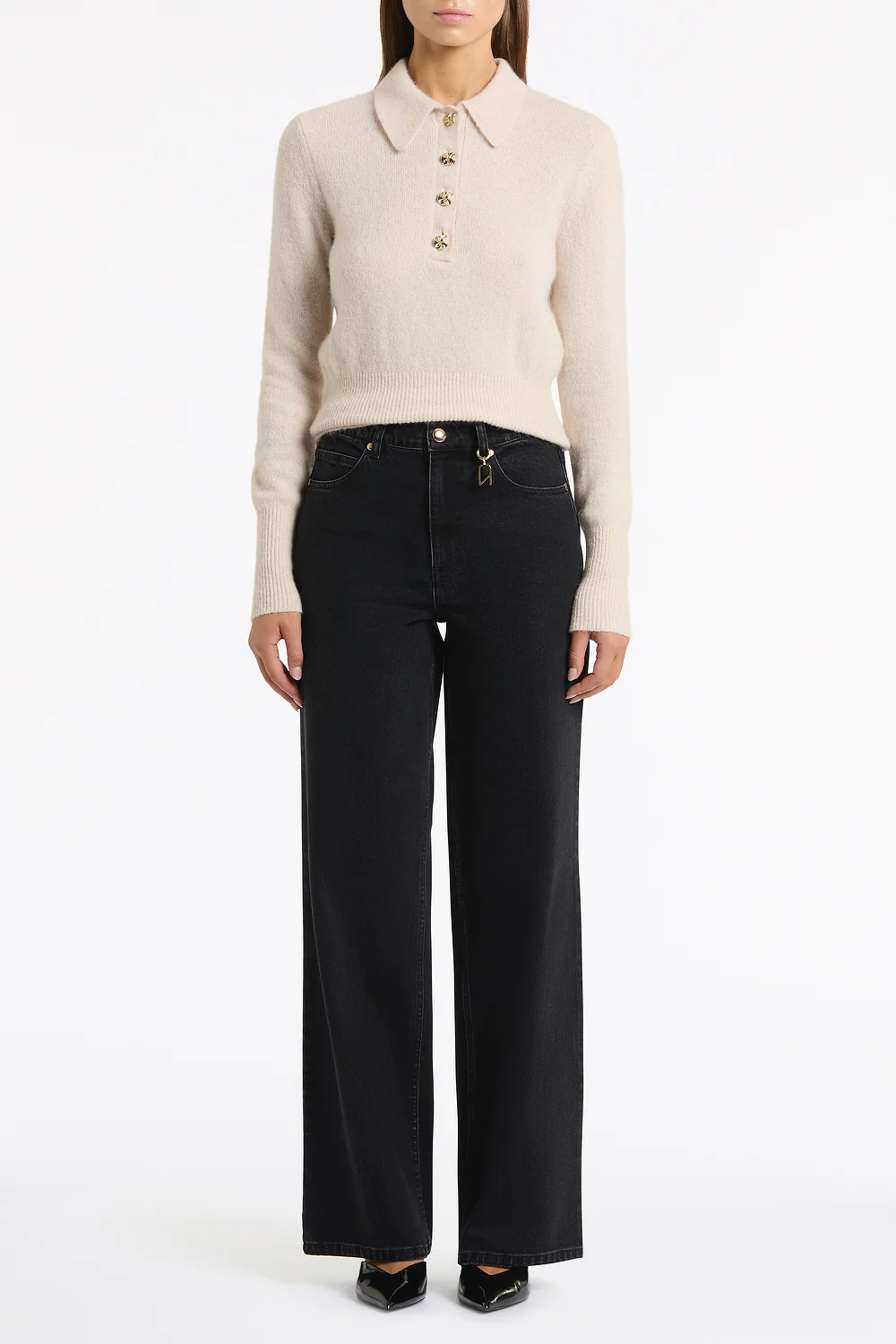 BUTTERMILK BRUSHED WOOL KNIT POLO