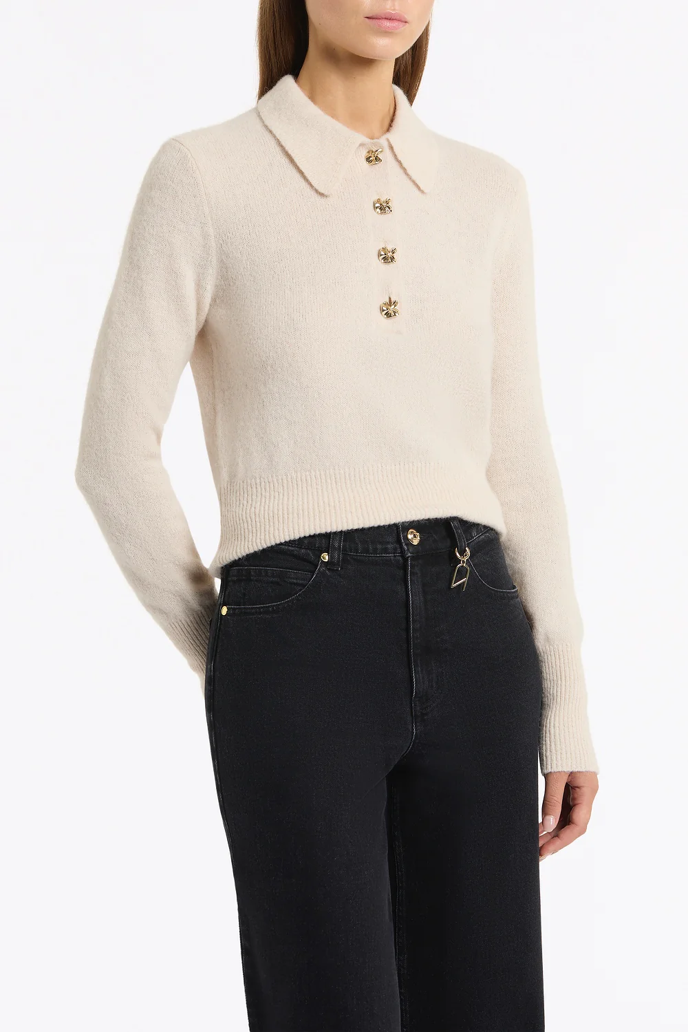 BUTTERMILK BRUSHED WOOL KNIT POLO - Image 4