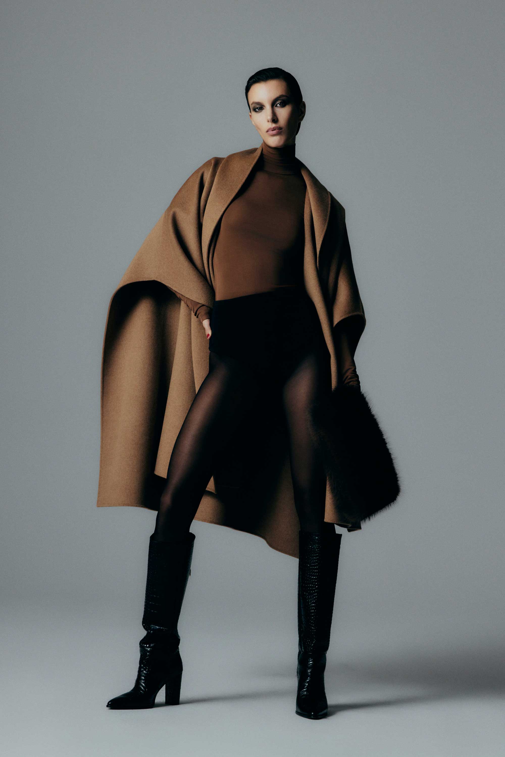 CAMEL DOPPIA WOOL CAPE - Image 5