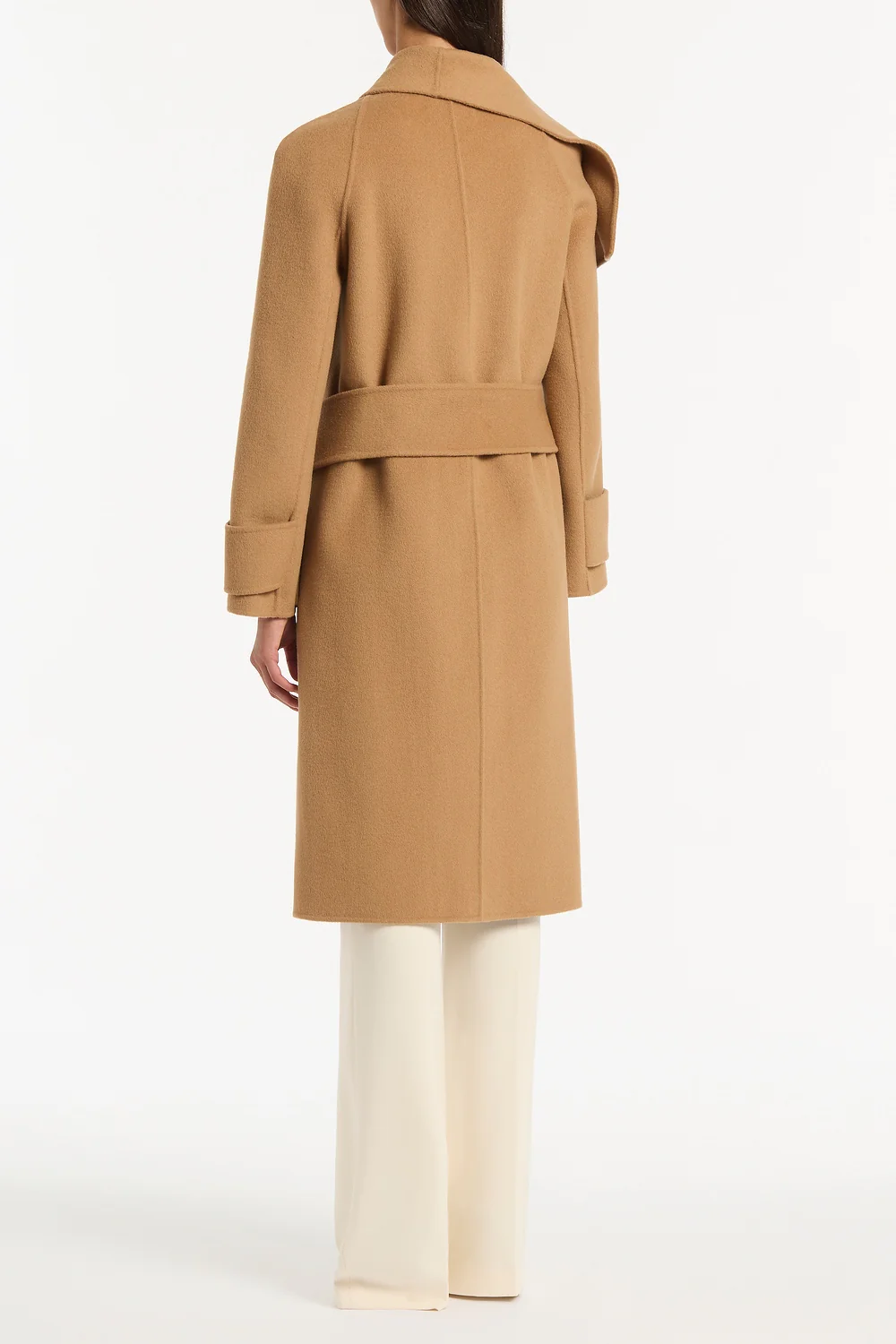 CAMEL WOOL DRAPE FRONT COAT - Image 2
