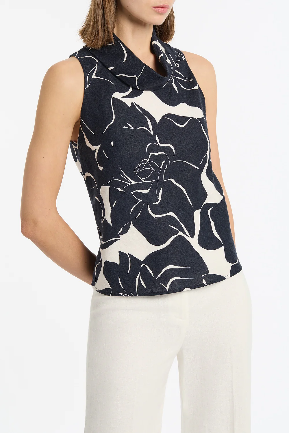 CELESTIAL PETALS LINEN FOLDED COLLAR TOP - Image 4