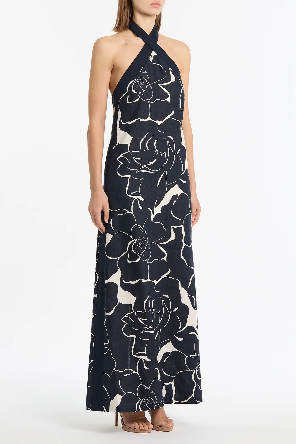 CELESTIAL PETALS LINEN HALTER NECK DRESS - Image 2
