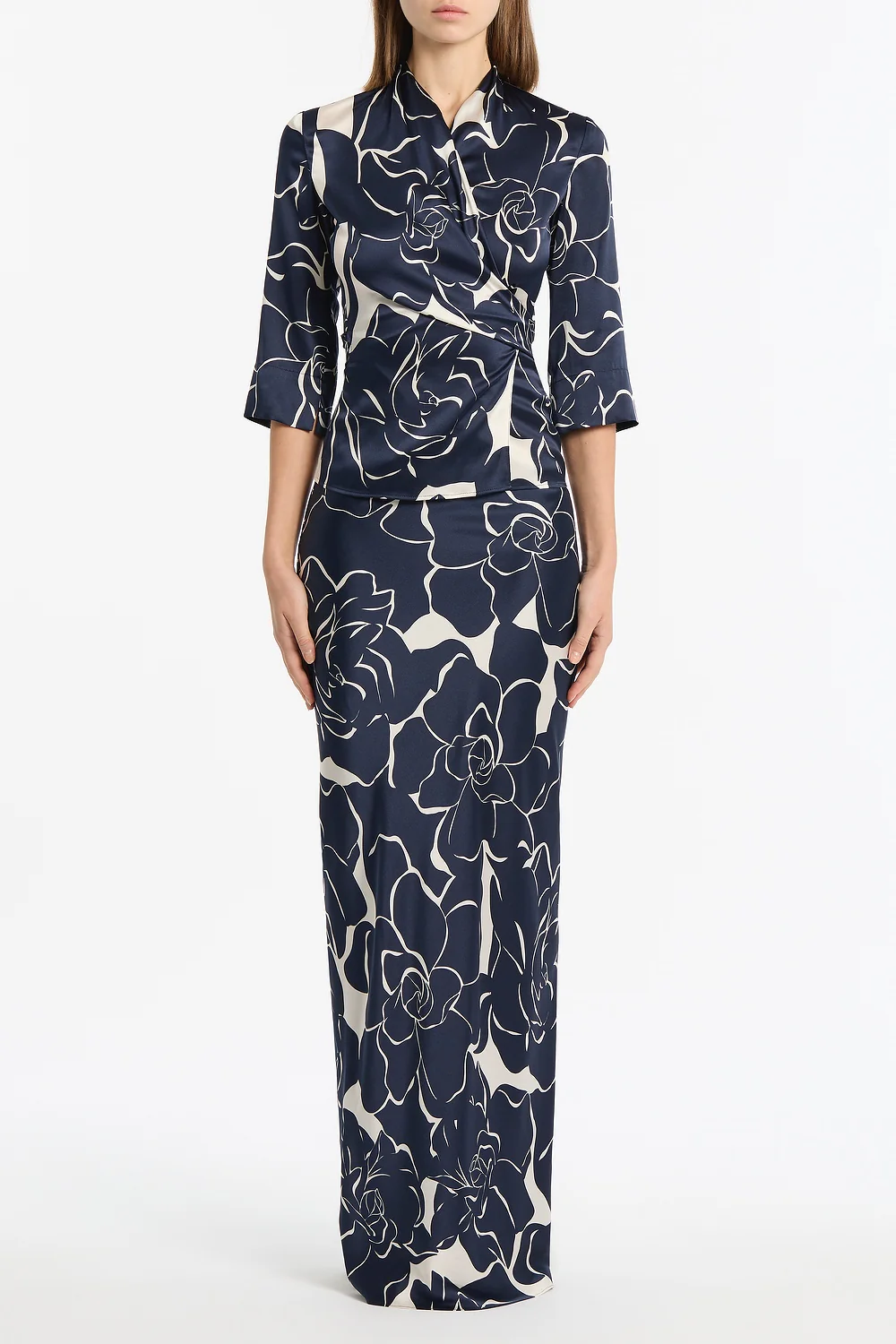 CELESTIAL PETALS SILK VISCOSE WRAP TOP