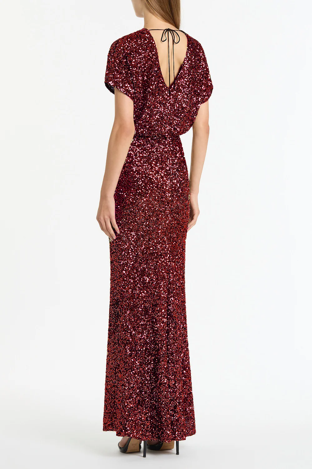 CHERRY CRUSHED SEQUIN COLUMN SKIRT - Image 2
