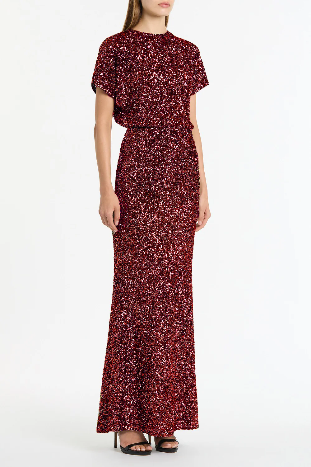 CHERRY CRUSHED SEQUIN DRAPE TOP - Image 3