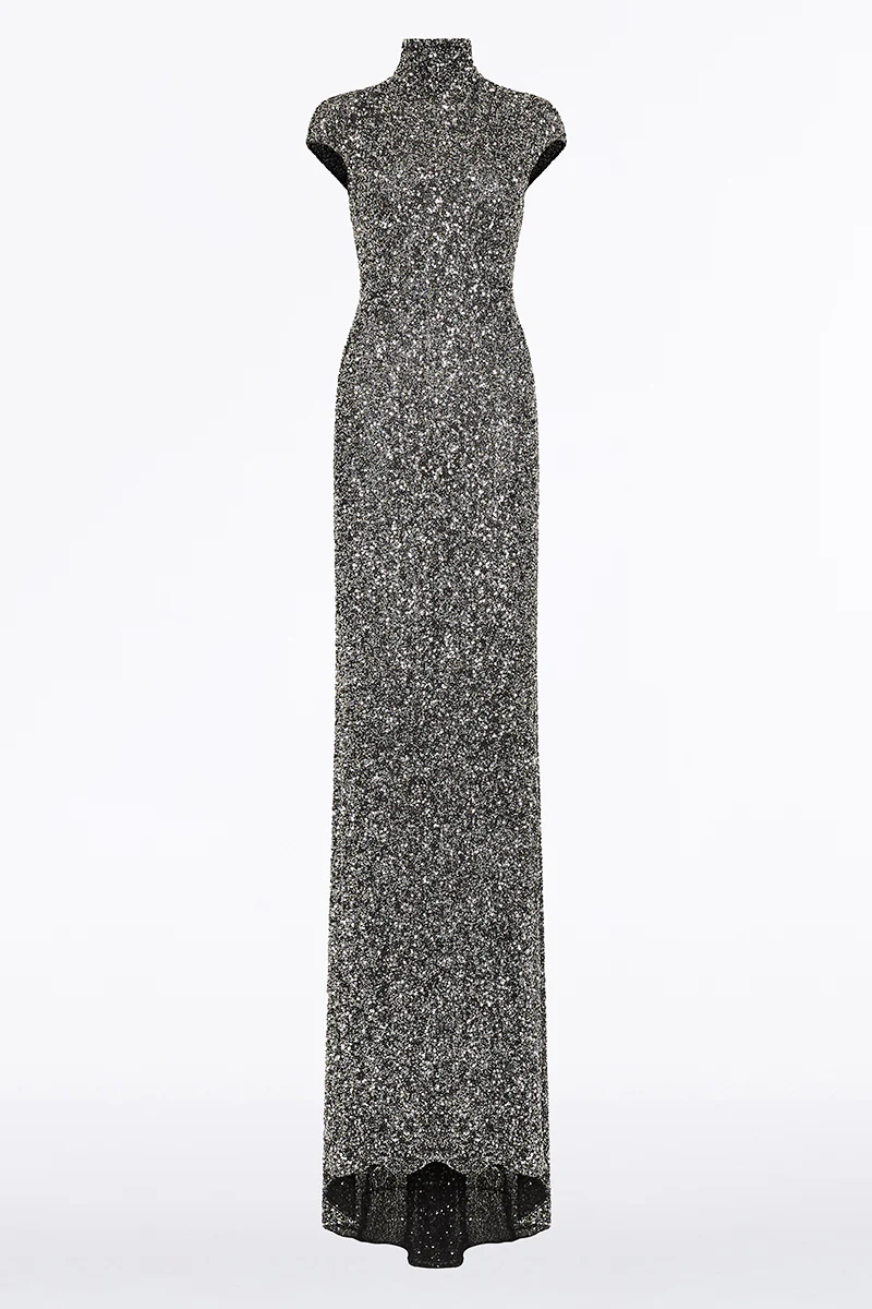 CHROME CRUSHED SEQUIN POLO GOWN - Image 6