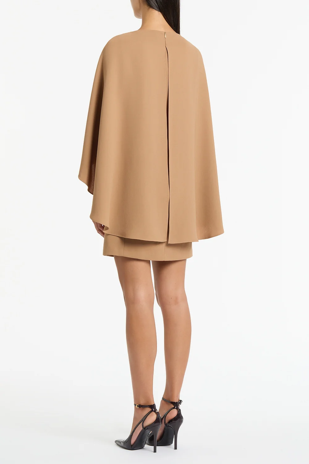 CINNAMON CREPE CAPE MINI DRESS - Image 3
