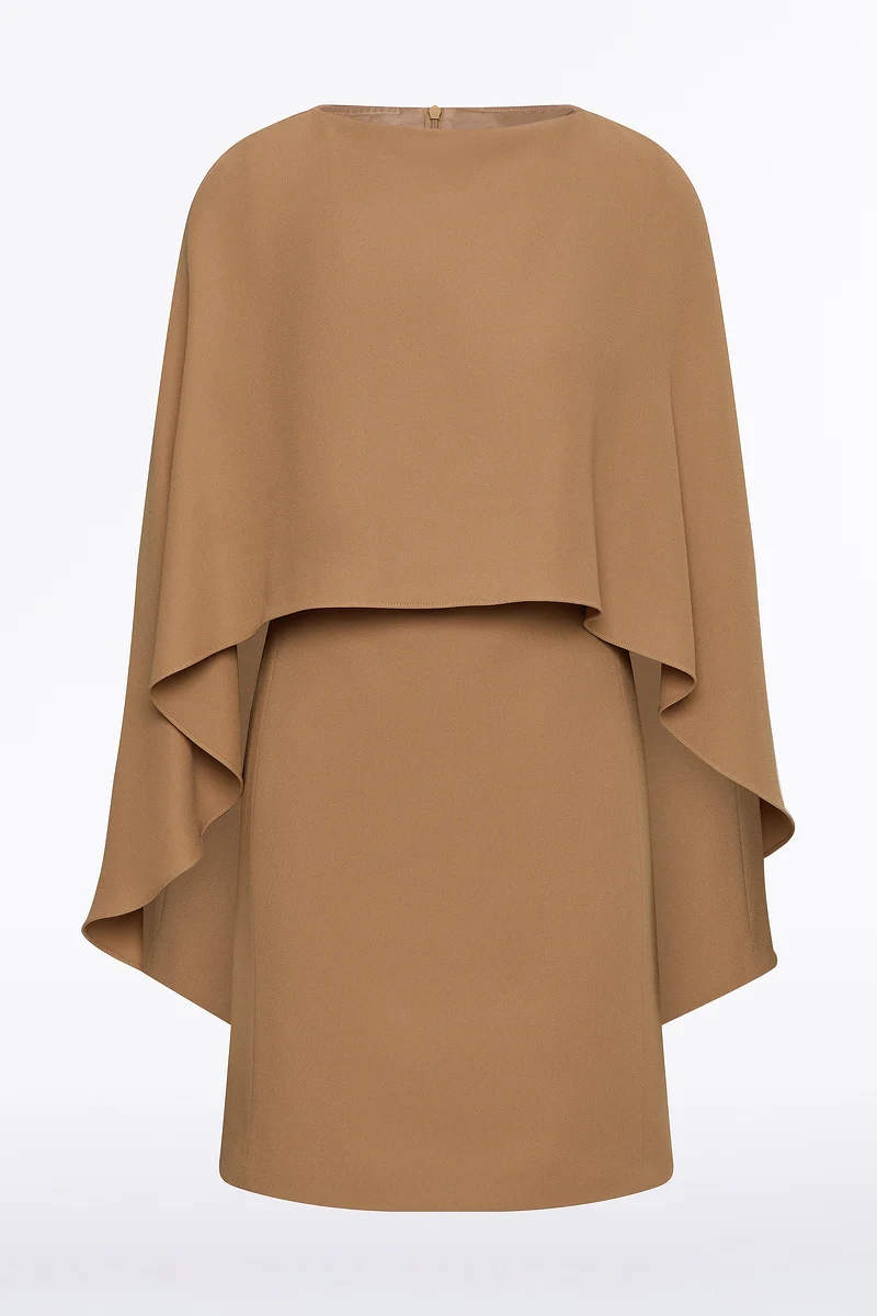 CINNAMON CREPE CAPE MINI DRESS - Image 4