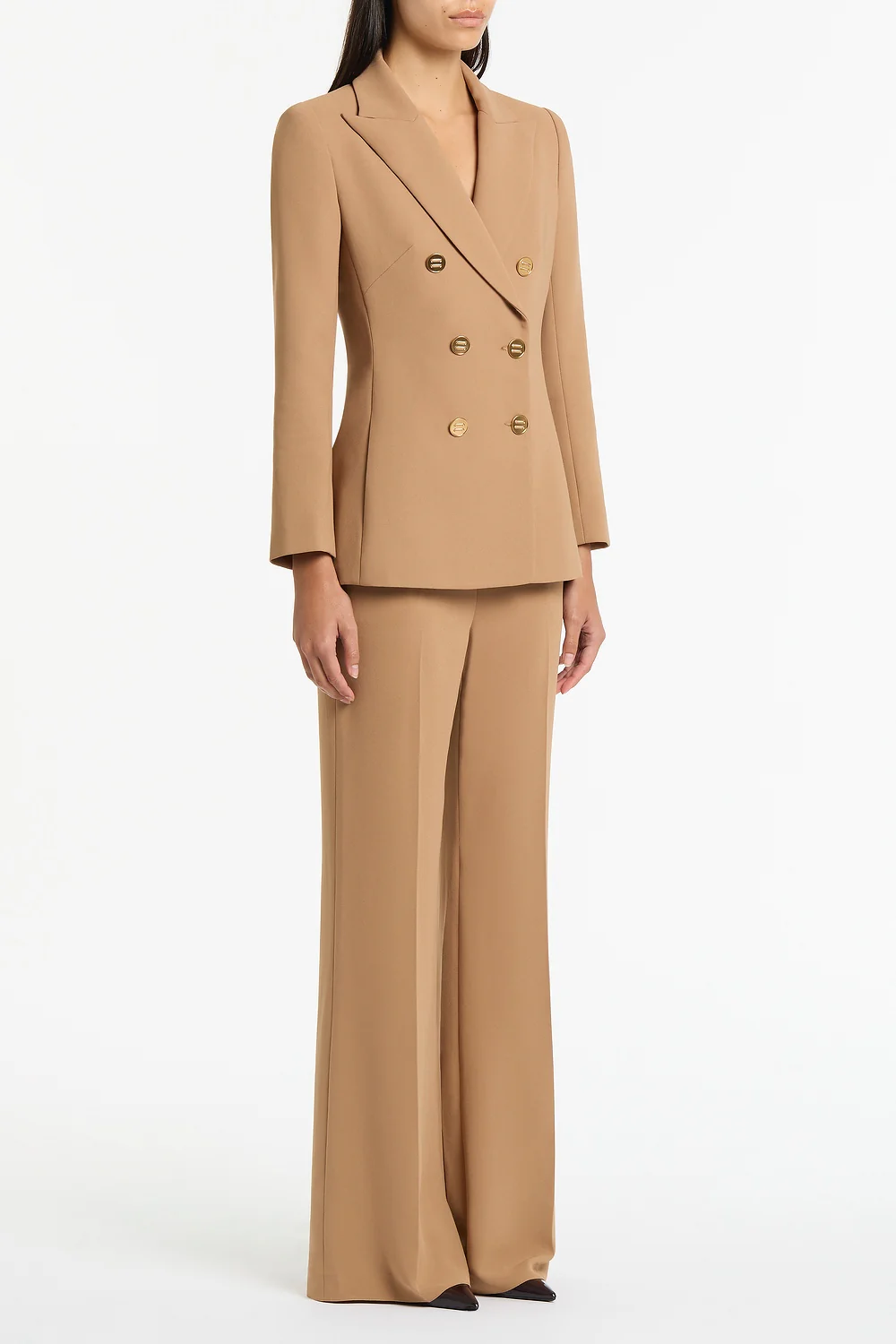 CINNAMON CREPE PEAKED DOUBLE BREASTED JACKET - Image 2
