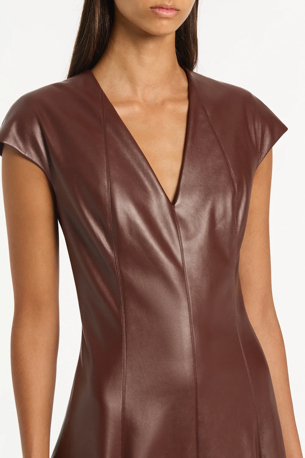 COCOA FAUX LEATHER PANEL DRESS - Image 4