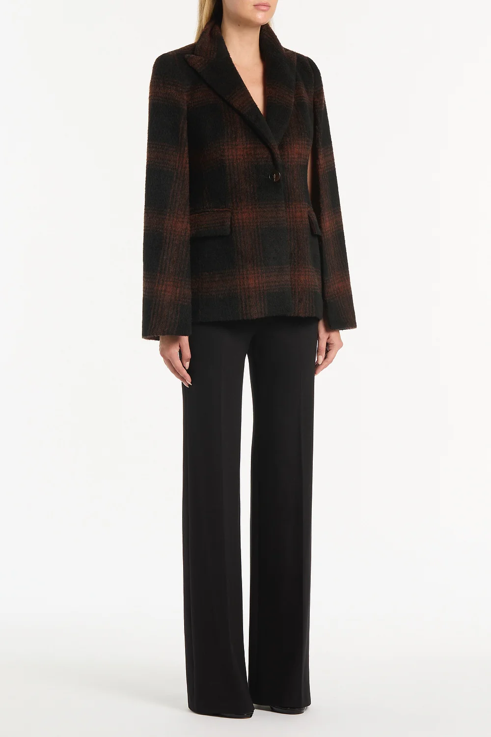 COCOA WOOL CHECK CAPE - Image 3