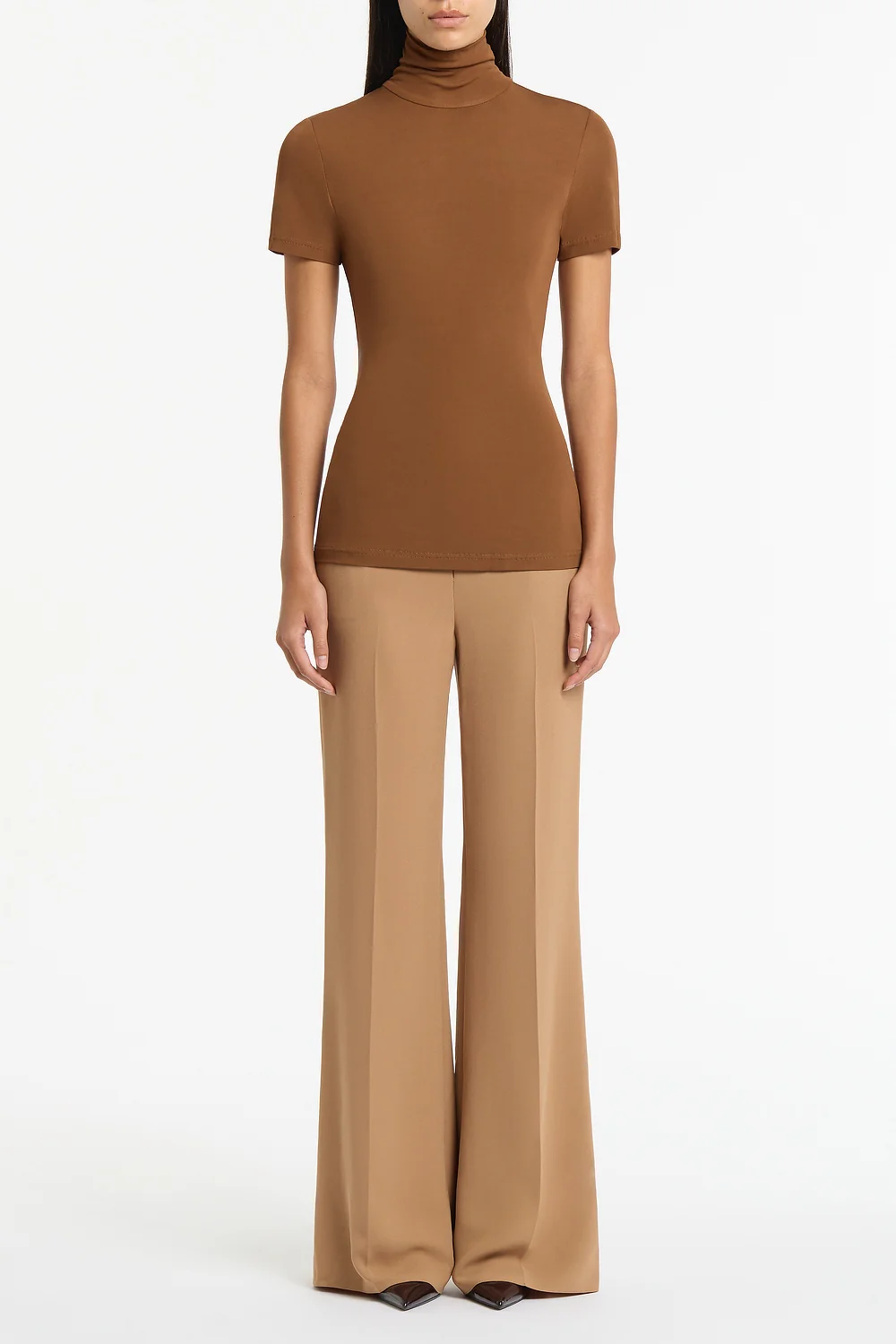 COGNAC JERSEY SHORT SLEEVE TOP