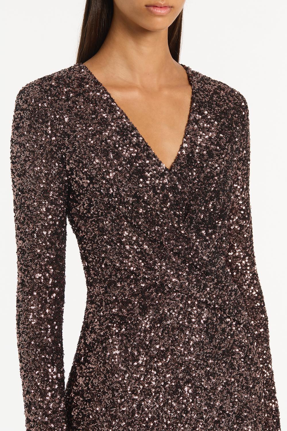 COPPER SEQUIN TWIST FRONT GOWN - Image 4