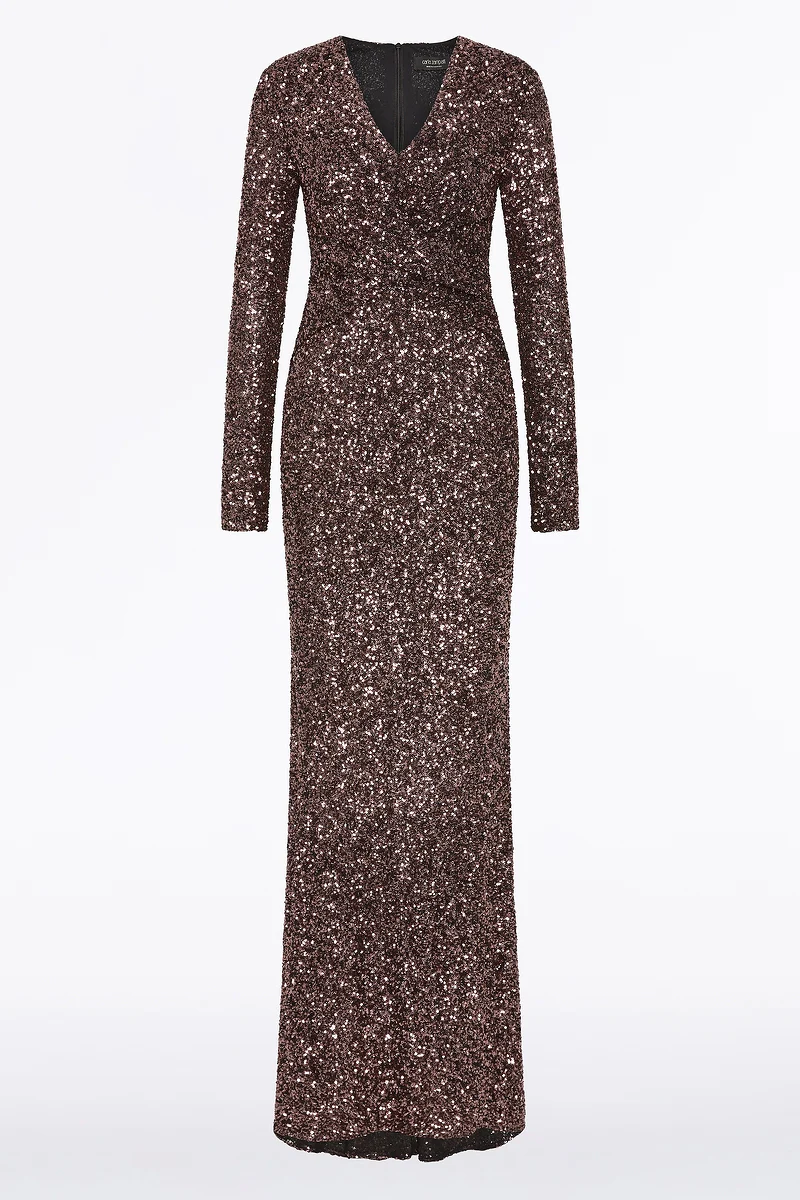 COPPER SEQUIN TWIST FRONT GOWN - Image 5